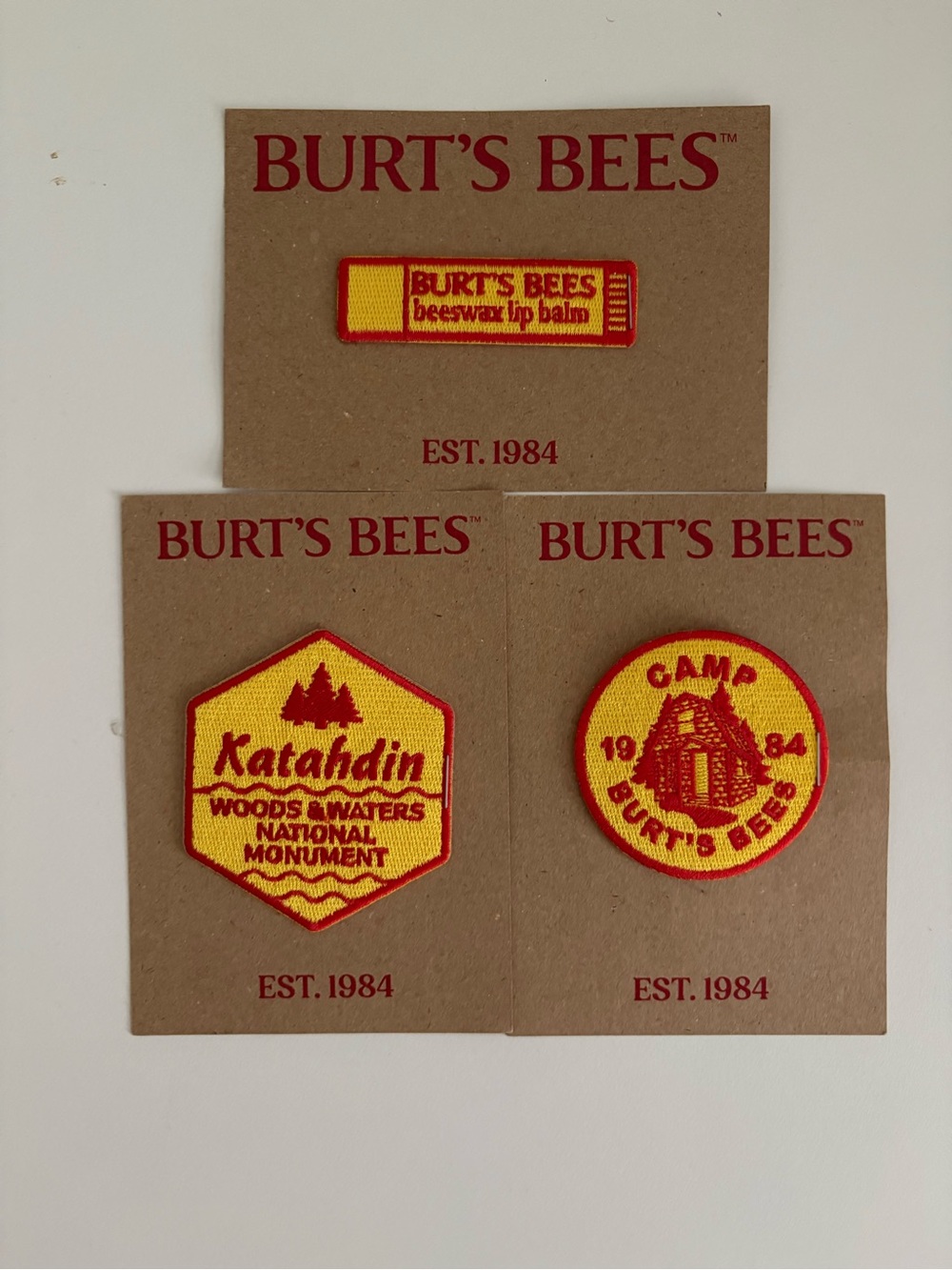 🐝 BURT’S BEES Collectible Stick On Embroidered Patch Set (3 Patches)